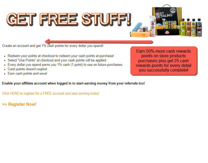 Earn Double Cash Rewards Points & 25 Points for Every Detail Completed!