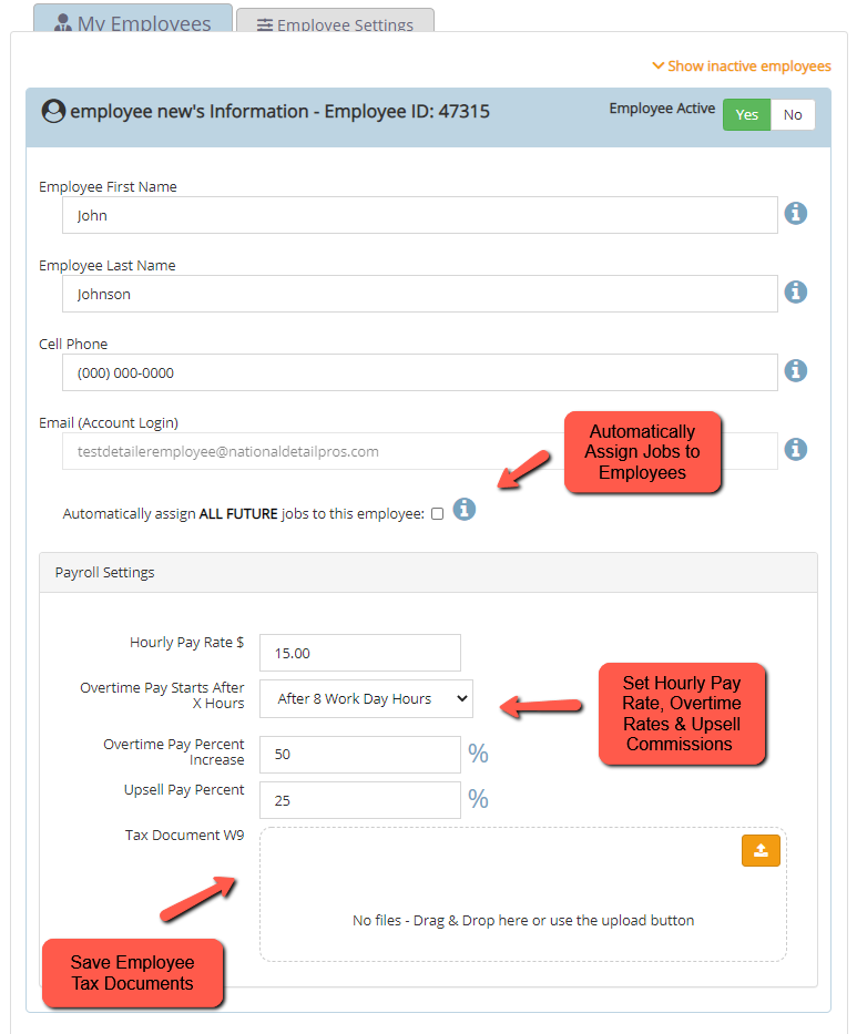 Set Employee Payrates, Tips and Upsell Commissions